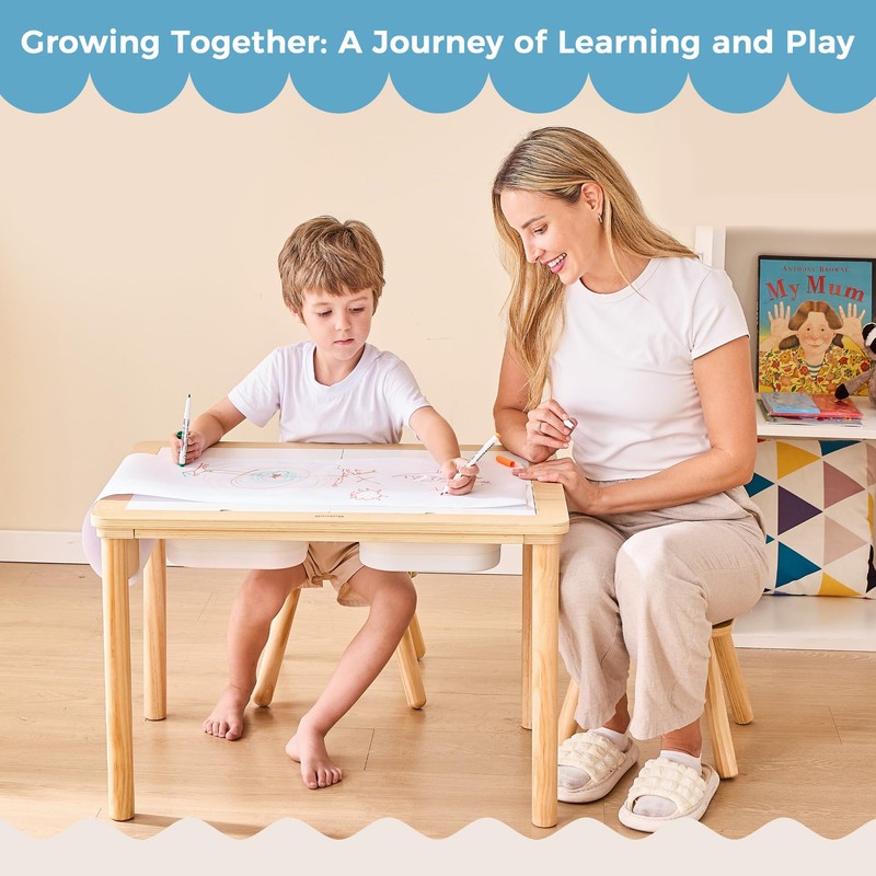 Bateso Sensory Table for Toddlers 1-3 with 2 Chairs &