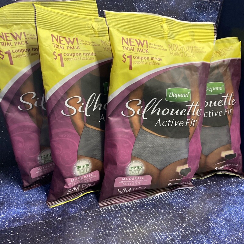 Depend 5X Depend Silhouette Active Fit S/M -Black Incontinence Underwear