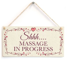 Meijiafei Shhh…. Massage in Progress - Hanging Privacy Quiet Please Salon Sign 10"x5"