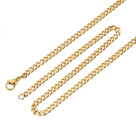 Aplstar Gold Plated Necklace 3.5mm Thick Curb Chain Size: 18 20 22 24 30 inch/40 45 50 55 60 75 cm