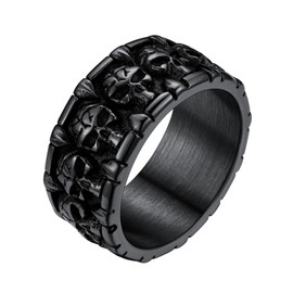 ChainsHouse Men's Gothic Skull Ring, Large Black Thumb Rings Signet Ring Size 14 Cool Ring for Men