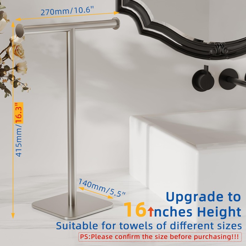 RUACQ Hand Towel Stand, 16" T-Shape Hand Towel Holder Stand