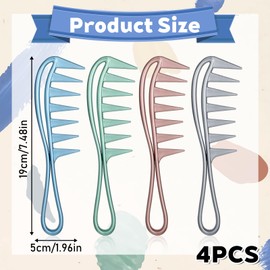 4 Pcs Large Wide Tooth Comb for Curly Wavy Thick Long Hair Shark Teeth Professional Styling Comb for Men Women Salon Barber Wigs