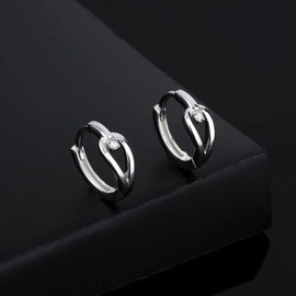 Oivzziy Women's 925 Sterling Silver Huggie Hinged Hoop Earrings with Austrian Crystals Cubic Zirconia, Cubic Zirconia Platinum Zirconia, Austrian zirconia crystals