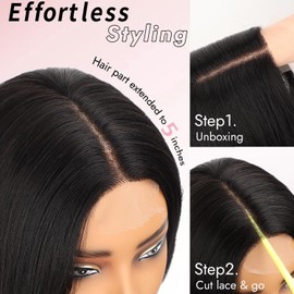 Skunk Brown 40 Inch Straight Hair Synthetic Wig13×5×1 Pre-Plucked Long Straight Lace Front Wigs Synthetic Hair,Heat-Resistant HD Glueless Wigs 100 cm with 180% Density For Woman (Skunk Brown)