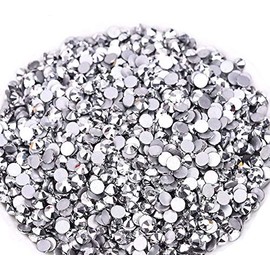 Jollin Glue Fix Flatback Rhinestones Glass Diamantes Gems For Nail Art Crafts Decorations Clothes Shoes(SS34 288pcs, Silver)