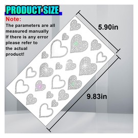 UHANBUT 4PCS Bling Rhinestone Heart Shape Sticker Decals, Self Adhesive Sparkle Diamond Car Body Decoration Stickers, Crystal Auto Bumper Clings Accessories for Cars Window Scrapbook (Heart)