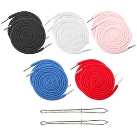 5 Colors Drawstring Cords Replacement, 10PCS 51 Inch Hoodie String Drawstrings - Universal Replacement Clothing Drawstring with 2 Easy Threaders Tool for Shorts Pants Jackets Coats Sweatpants Clothes