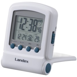 LANDEX デジタル電波目覚まし時計 タイムフリッパーLite LEDバックライト付き ホワイト YT5221WH