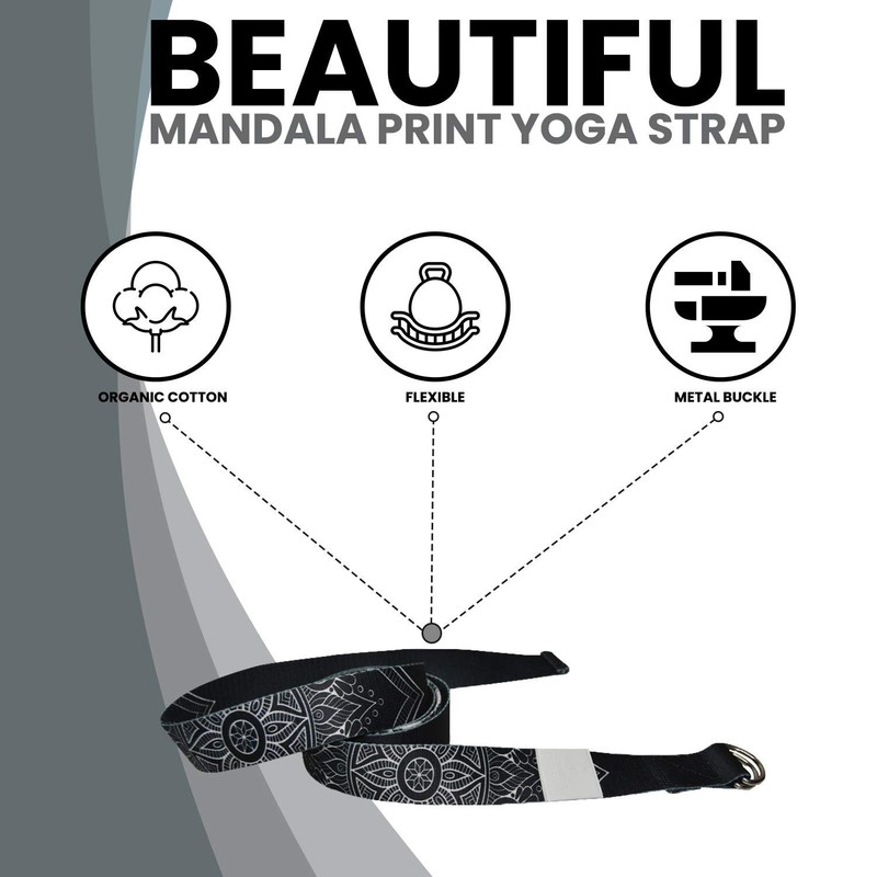 Yoga World D-Ring Yoga Strap 6ft Organic Cotton for Flexibility