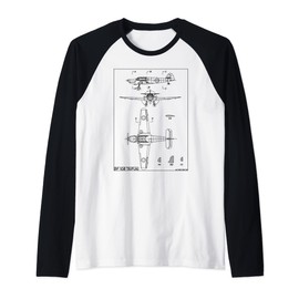 Messerschmitt Bf 108 Taifun WW2 German Plane Blueprint Raglan Baseball Tee