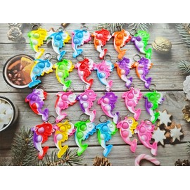 HOZKEAP 24 Packs dolphin Bulk Mini Pop Keychain，Birthday Gift Party Favors Supplies,for boy and Girl Student Award Gift