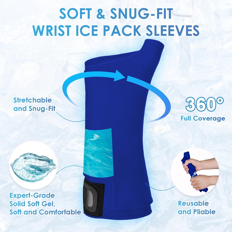 ComfiTECH Wrist Ice Pack Wrap 2 Pack, Flexible Hand Ice