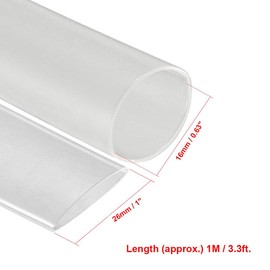Unifizz Heat Shrink Tubing 16mm Dia 26mm Flat Width 2:1 Ratio Shrinkable Tube Cable Sleeve 1m - Clear