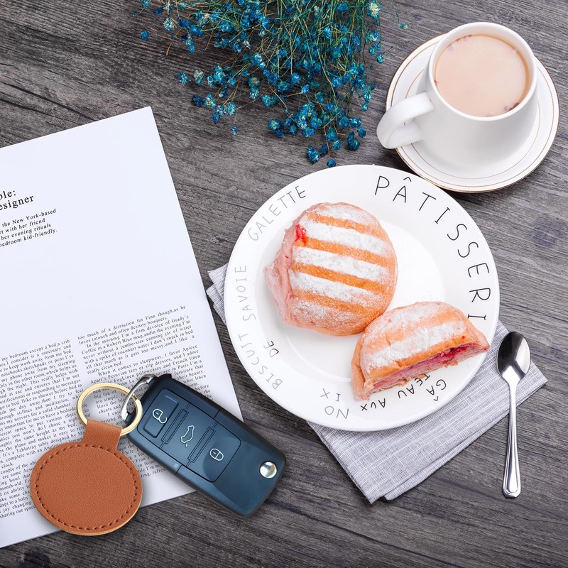 Meetppy 15 PCS PU Leather Keychain Blanks Double Side Leather