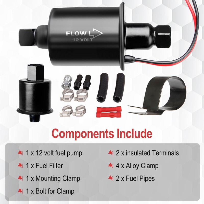 Krimocy Universal Electric Fuel Pump 12V Inline Fuel Pump Low