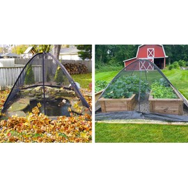 EasyPro PCT1014 Heavy Duty Deluxe Pond and Garden Cover Protective Tent Dome Netting | 10 x 14 ft | 3/8 “ Mesh | Protection from Debris | Sturdy Poles and Zipper Included | UV Resistant