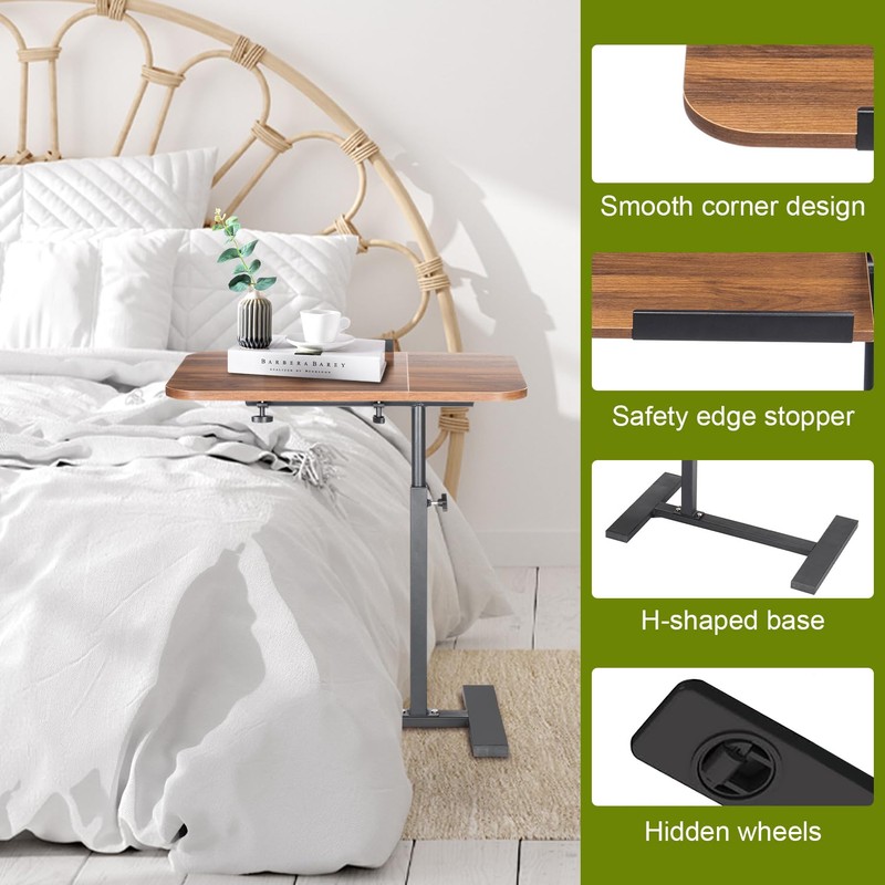 COBATANG COBATANG Adjustable Overbed Table, Split Top Tilting Overbed Bedside
