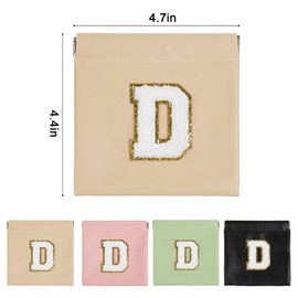 AIBFRID 4 PCS Small Initial Makeup Bag for Purse Mini Portable Cosmetic Bags for Women Coin Purse Lipstick Cosmetic Accessories Organizer Small Travel Kit Storage Pouch, black, pink, light blue, brown