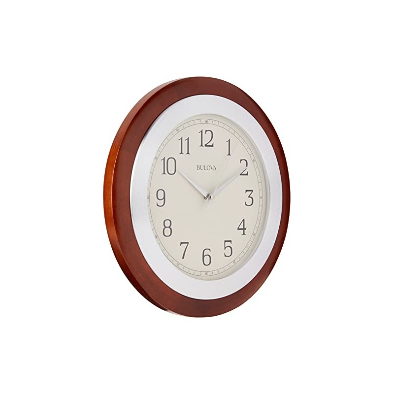 Bulova C4228 Reedham Wall Clock, 14" Diameter, Walnut
