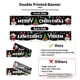 Probsin Large Merry Christmas Banner 120" x 20" Double Printed Xmas Decoration Snowman Christmas Tree Hanging Santa Claus Holiday Party Supplies Home Decor for Outdoor,Indoor,Yard,Garden,Porch,Lawn