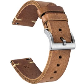 Leather Watch Bands, Horween Leather Watch Strap for Men 18 19 20 21 22 24mm Quick Release Handmade Vintage Replacement Wrap