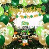 Cartel de cumpleaños de animales de la selva y decoración