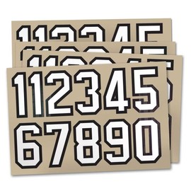 Helmet Numbers - Helmet Number Decals - Die Cut Number Decals - Player Number Decals (White with Black Outline, 1 inch)