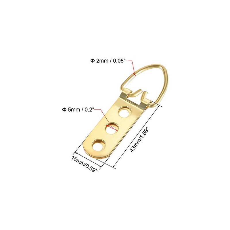 uxcell D Ring Picture Hangers, 64mm x 22mm Golden Assortment