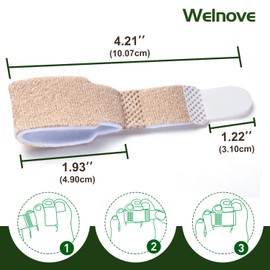 Welnove 6Pcs Hammer Toe Straightener, Hammer Toe Splints, Toe Cushioned Bandages for Correcting Hammer Toes, Broken Toes, Crooked Toes & Overlapping Toes
