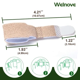 Welnove 6Pcs Hammer Toe Straightener, Hammer Toe Splints, Toe Cushioned Bandages for Correcting Hammer Toes, Broken Toes, Crooked Toes & Overlapping Toes