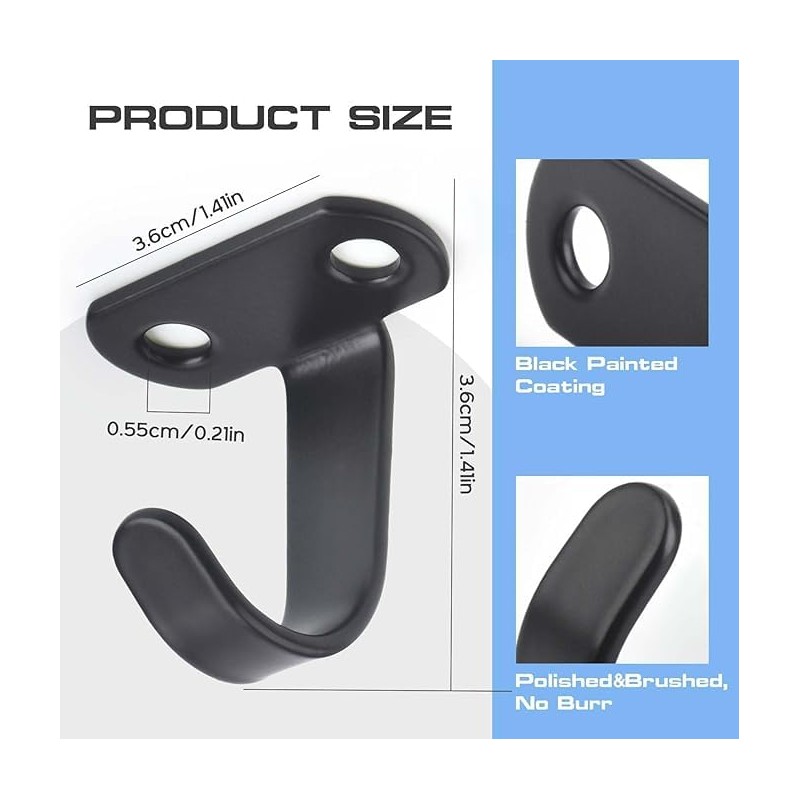 Screw Mount Ceiling Hooks Stainless Steel Under-Shelf Towel Hook Heavy
