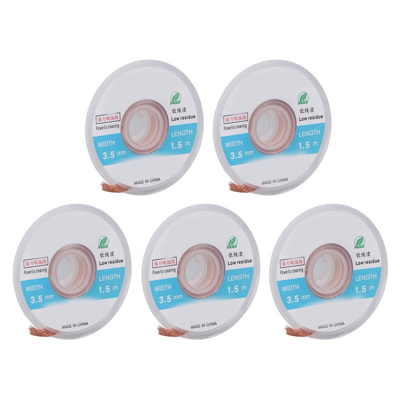 5Pcs Solder Wick Braid Copper 1.5m Length 3.5mm Width Set
