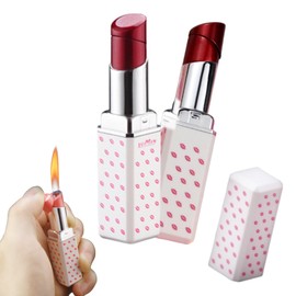 Cute Lipstick Lighter, 2 Pack Soft Flame Refillable Butane Lighter with Flame Adjustment Tool, Unique Torch Lighter Cool Lighters for Women,Girls, Birthday, Anniversary(Without Butane)-White