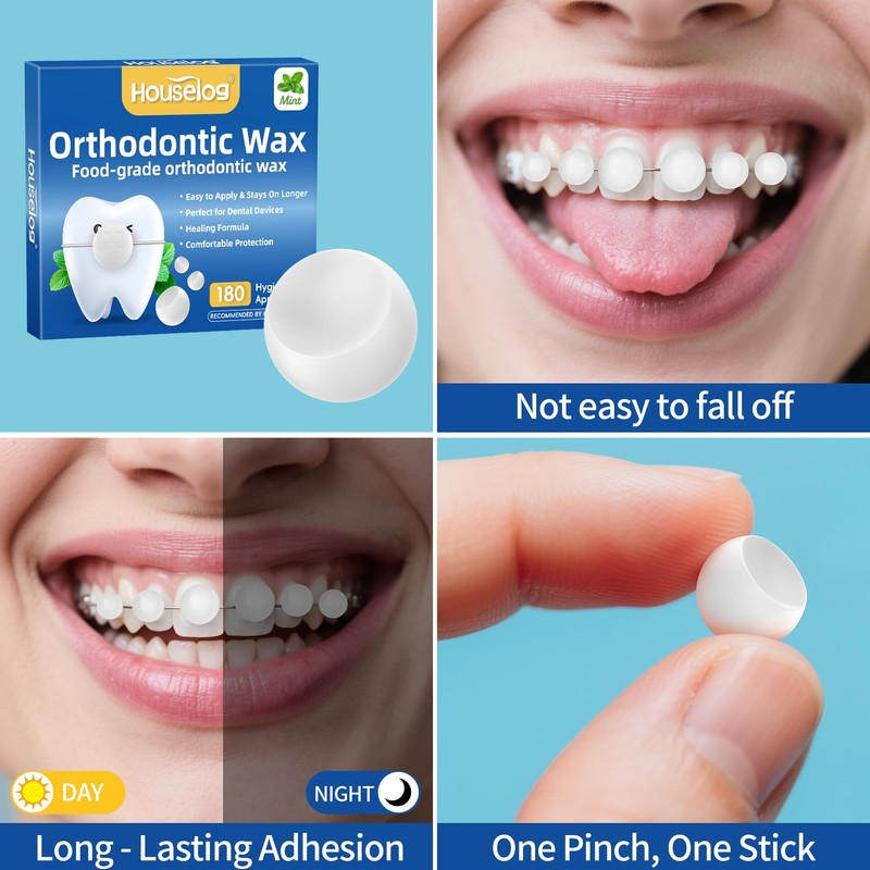 Orthodontic Wax for Braces, 180 Pcs Pre-Cut Mint Dental Wax