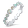 Eternity White Simulated Opal Stackable Ring New .925 Sterling Silver