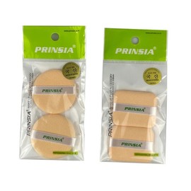 Princia Caron Powder Puff (2-count) - TJ Cushion Makeup Sponge Round Puff Square Puff, Round (2-count) 7ea
