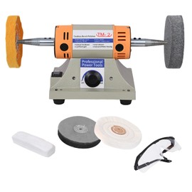 4" Jewelry Polisher - Adjustable Variable Speed Bench Buffer & Polishing Machine With 2 Cloth Wheels, 2 Abrasive Wheels, Safety Glasses & Compound for Jewelry, Dental, Metal, Jade Polishing