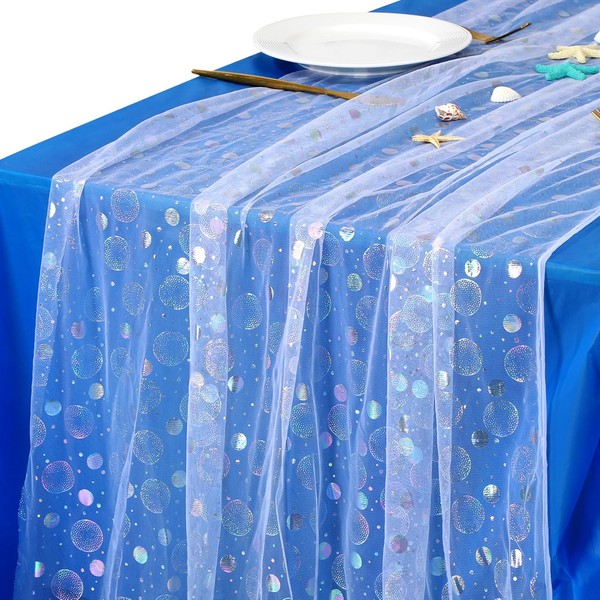 Windkream Mermaid Table Runner Decorations 30 x 118 in Iridescent