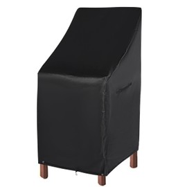 RosieLily Patio Chair Covers High Back Outdoor Chair Cover Waterproof Stackable Outdoor Bar Stool Cover Heavy Duty Patio Furniture Covers Outside Chair Covers, 1 Pack-Black, 25.2"W x 25.2"D x 47.24"H