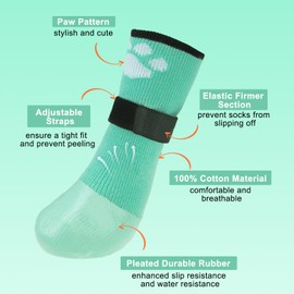 BEAUTYZOO Dog Booties Shoes for Hot Pavement, Waterproof Dog Boots for Small Medium Large Dogs, Traction Control Paw Protectors for Hardwood Floors Anti Slip, 6 PCS Dog Grip Socks for Outdoor Walking