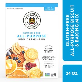 King Arthur, Gluten Free All-Purpose Biscuit & Baking Mix, Gluten Free, Non-GMO Project Verified, Certified Kosher, 24 Ounces, Packaging may vary (Pack of 6)