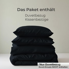 LINENWALAS Bamboo Bed Linen Set, Premium Bamboo Silk Duvet Cover Set with Pillowcase, 3-Piece Bedding Set, 220 x 240 cm Luxury, Soft, Cooling Quilt Cover (Jet Black)