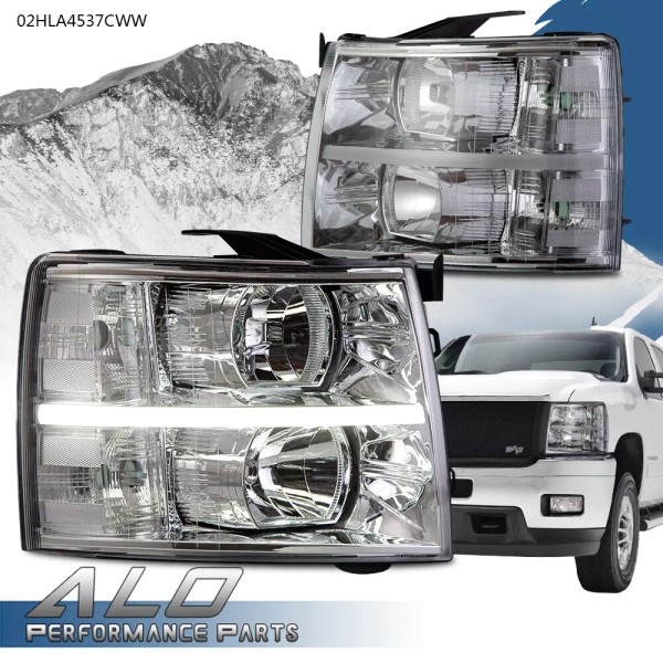 G-PLUS Fit For 07-2014 Chevy Silverado Clear Lens Chrome Housing