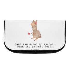 Mr. & Mrs. Panda Cosmetic Bag Alpaca Flower, White, Hand Drawn