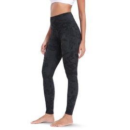 Colorfulkoala Women's Dreamlux Workout Leggings with Pockets High Waisted 28" Inseam Full Length Yoga Pants (L, Grey Camouflage)