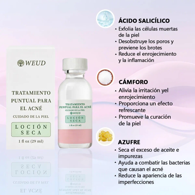2pc Loción Seca Tratamiento Acné Equilibrio Crema Hidratante