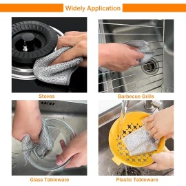 Unbranded 5x Double Layer Wire Dishwashing Rag,Microfiber Cleaning Cloth for Washing Dishe