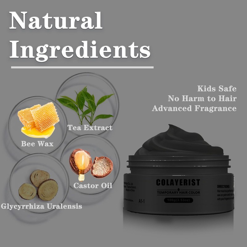 COLAYERIST Black Temporary Hair Wax Washable