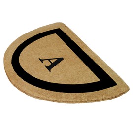 Nedia Home Single Picture Black Frame Half Round Heavy Duty Coir Doormat, 22 by 36-Inch, Monogrammed A